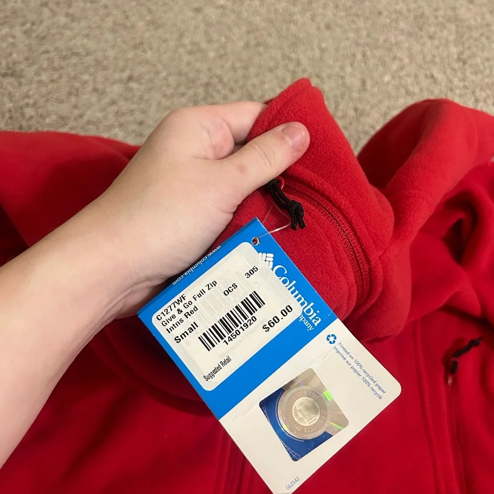 NWT Columbia A State Vibrant Red Full-Zip Jacket Give & Go Women’s Size Small - Picture 4 of 10